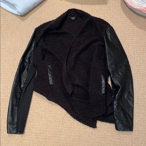 Cardigan/leather jacket
